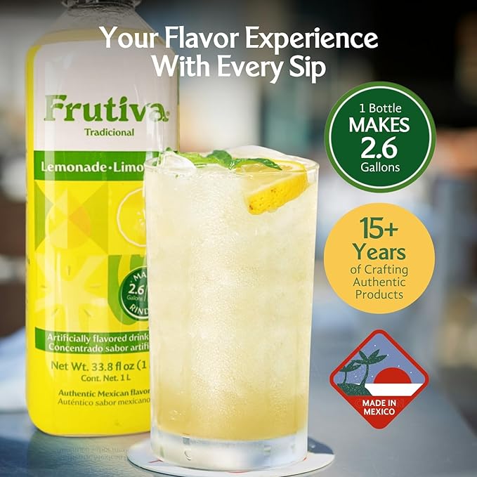 Frutiva Authentic Drink Mix Bundle | Made in Mexico with Cane Sugar | Aguas Frescas Concentrate Makes 2.6 Gallons | No High Fructose Corn Syrup | Perfect for Cocktails &amp Drinks