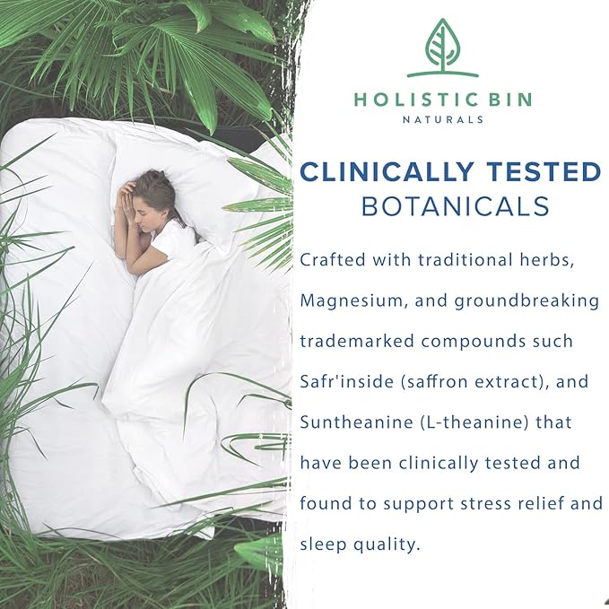 Holistic Bin Circadian Sleep Aid | Science-Backed All Natural Sleep Aids for Adults | Non-Groggy &amp Non-Habit Forming with L-Theanine Magnesium Valerian Root &amp More for Sleep Help