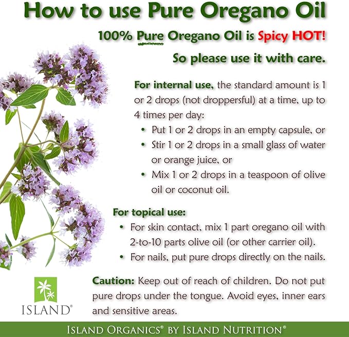 Oregano Oil Organic Liquid Drops - 100% Pure &amp Undiluted - USDA-Certified Organic (1 oz) 75% Carvacrol - Grown in Spain - Immune Support Supplement with Oil of Oregano.