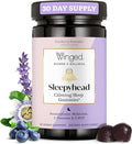 Winged Wellness Sleepyhead Natural Sleep Gummies for Women - Prime Sleep Support Aid for Adults with 3mg Melatonin L-Theanine 5-HTP - Blueberry Lavender Flavored - 30 Servings