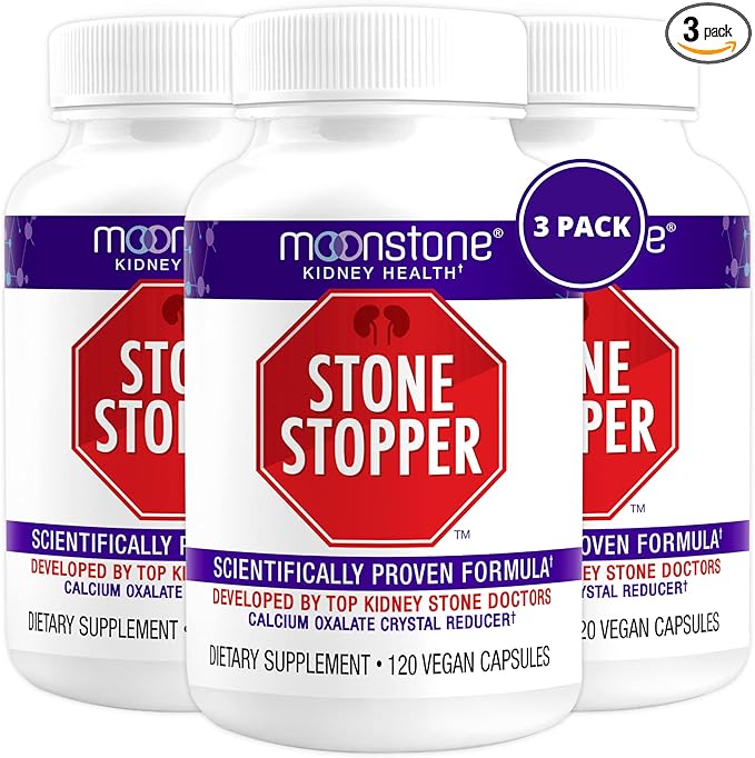 Moonstone Stone Stopper Capsules Kidney Stone Prevention Calcium Oxalate Protector Alkali Citrate Support Supplement Developed by Urologists to Support Kidney Health 90 Day Supply (360 Count)