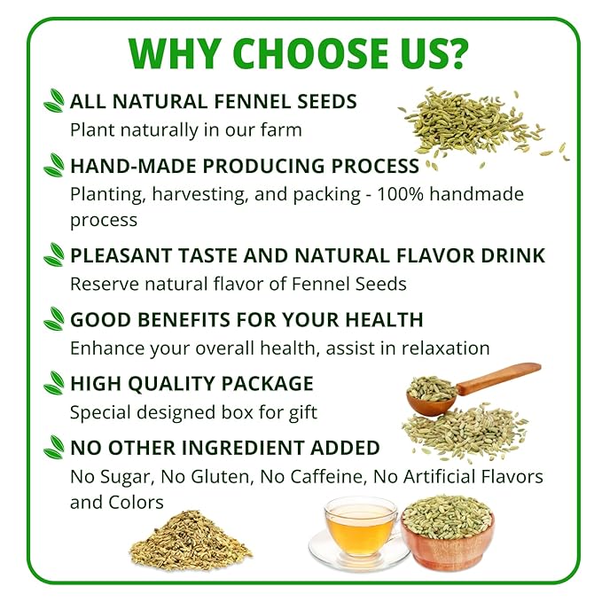 VIDA FARM 125 Fennel Tea Bags 100% Natural Dried Fennel Herbal Tea No Sugar No Caffeine