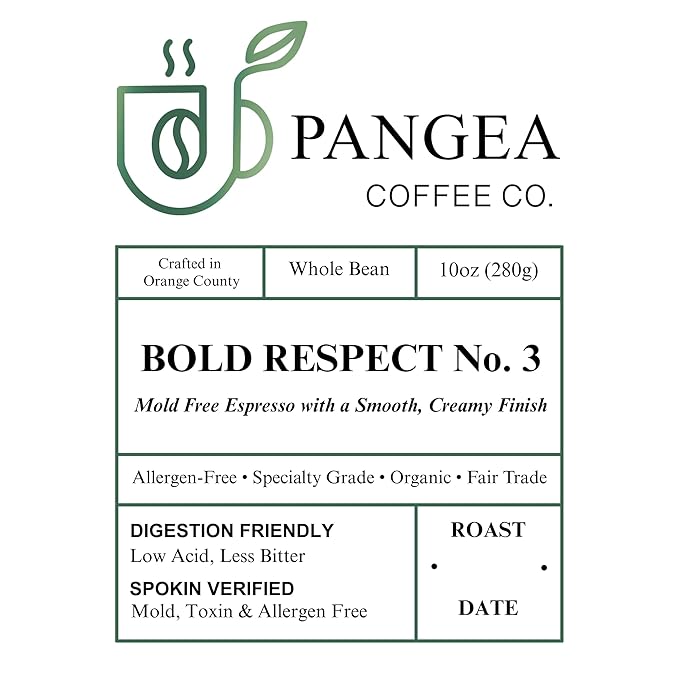 Pangea Coffee – Bold Respect Dark Roast Whole Bean Coffee – 3 Pack (10oz Bags) – Low Acid Organic Allergen-Free Small Batch Roasted