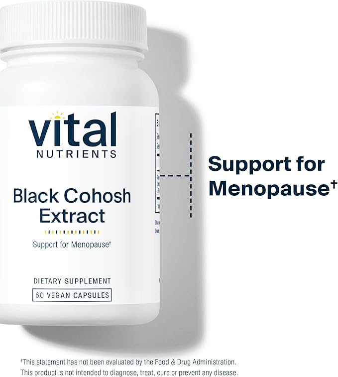 Vital Nutrients Black Cohosh Extract 250mg- Vegan Supplement for Women’s Menopause Hormonal Balance and PMS Support* - Gluten Dairy and Soy Free - Non-GMO - 60 Capsules