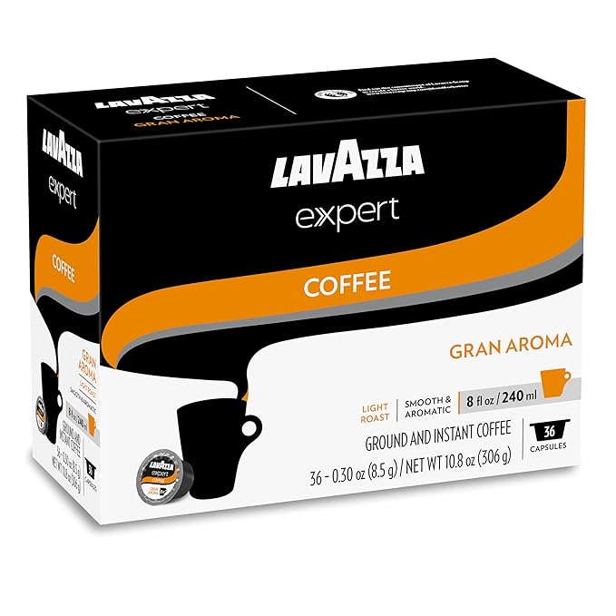 Lavazza Expert Gran Aroma Coffee Capsules Light Roast 100% Arabica Compatible with Lavazza Classy Plus Machine (36 Capsules)