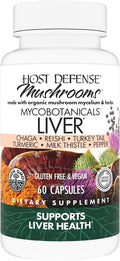 Host Defense MycoBotanicals Liver* Capsules - Liver Health Supplement with Milk Thistle &amp Turmeric Root - Mushroom Supplement with Turkey Tail Reishi &amp Chaga - 60 Capsules (30 Servings)*