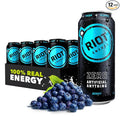 RIOT Clean Energy Drink – No Sucralose No Sugar Added No Artificial Flavors | 160mg Natural Caffeine + 100mg L-Theanine | Clean Focus Stamina &amp Smooth Energy | 16 Fl Oz (Pack of 12) (Berry)