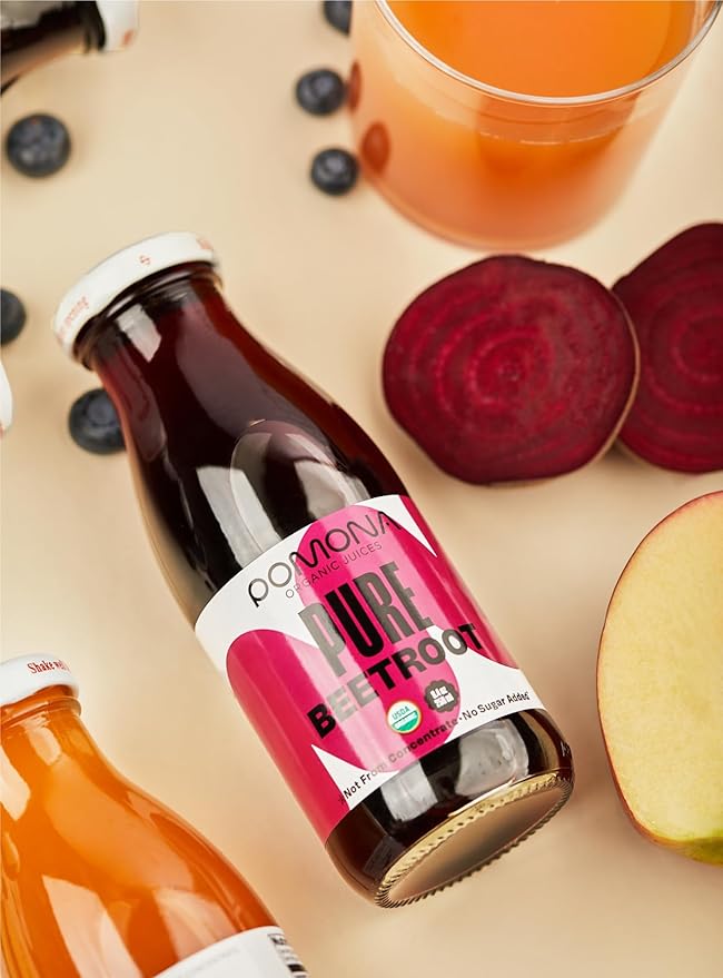 Pomona Organic Cold Pressed Beet Juice Non-GMO No Sugar Gluten Free Kosher Preservative Free - Pack of 12 8.4 oz