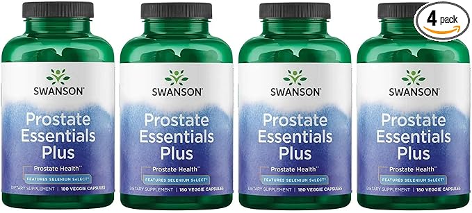 Swanson Prostate Essentials Plus Herbal Supplement for Men Over 40 Seeking Urinary and Prostate Health (180 Veggie Capsules 4 Pack)