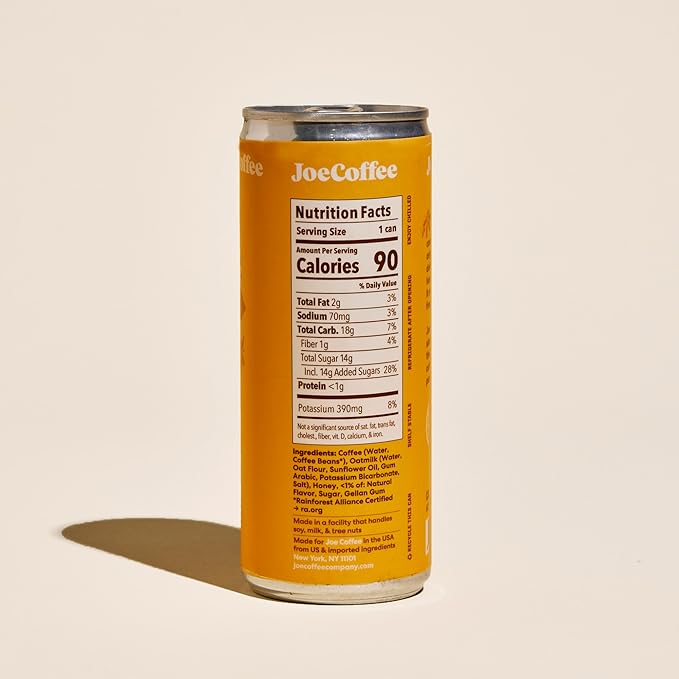 Joe Coffee Company - Honey Oat Latte Ready-to-Drink Specialty Coffee Cans (Pack of 12) | NYC Roaster Rainfoest Alliance Certified Kosher Climate-Friendly