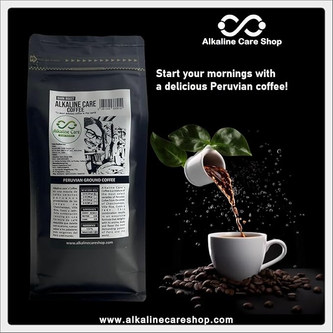 ALKALINE CARE | Dark Roast Ground Coffee 100% Arabica Ground Beans | Peruvian Gourmet Coffee With Bold Aroma &amp Smoky Flavors - Premium Coffee From Exotic Peruvian Jungle | Set of 2 | 17.6oz (500g)