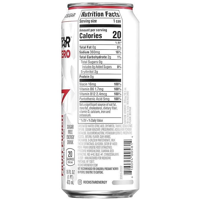 Rockstar Pure Zero Punched - 16fl oz (Pack of 8)