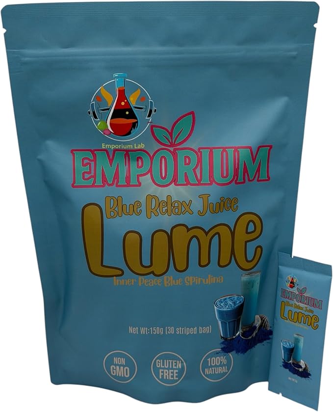 Blue Juice Lume Wellness Drink with Spirulina Lavender Ashwagandha and Akkermansia Blue Refreshing
