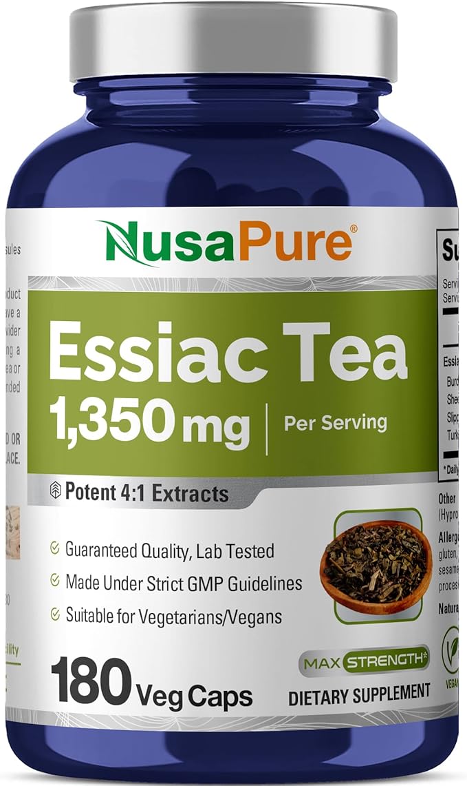 NusaPure Essiac Tea 1350 mg 180 Veggie Caps (Vegetarian Non-GMO)