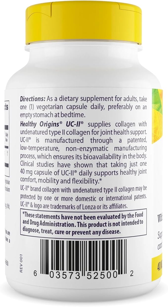 Healthy Origins UC-II 40 mg (Undenatured Type II Collagen Non-GMO Gluten Free Joint Support) 120 Veggie Caps