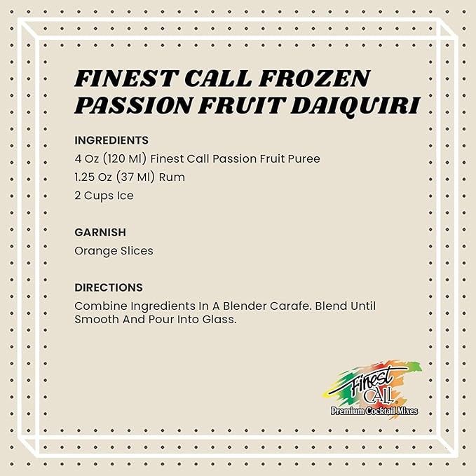 Finest Call Premium Passion Fruit Puree Drink Mix 1 Liter Bottle (33.8 Fl Oz) Pack of 6