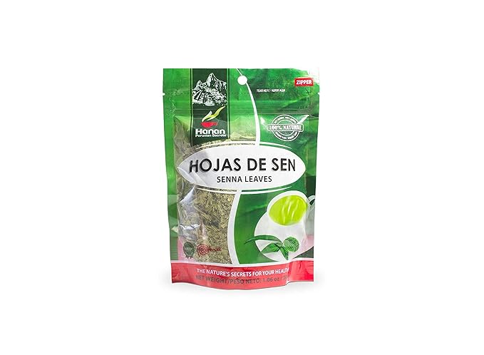 Hanan Peruvian Secrets Hojas de Sen Herbal Tea | 100% Natural Senna Leaves | 1.06oz / 30g | Naturally Aids in Gently Relieving Occasional Constipation and Bloating - 6 Pack
