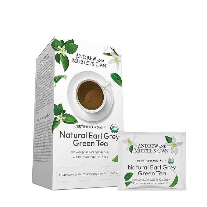 ANDREW LESSMAN Tea - Earl Grey Green Tea 60 Sachets - A Combination of Traditional Earl Grey Premium Sencha Green Tea. Fragrant Bergamot Oil. Powerful Anti-oxidant EGCG. Mild Rich