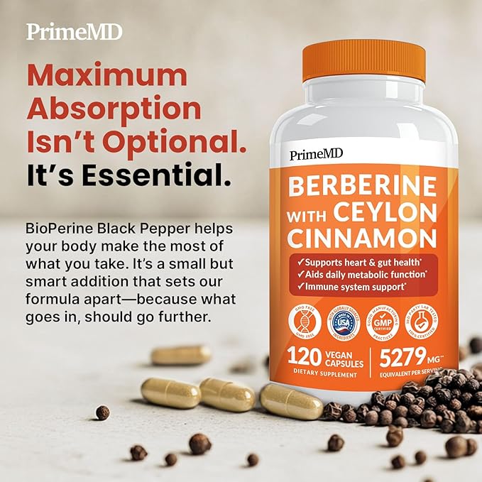 21-in-1 Berberine Supplement with Ceylon Cinnamon with Chromium Bitter Melon and Green Tea Extract and Black Pepper Extract 5X for Energy &amp Metabolism Support with 5279 mg (120 ct Pack of 3)