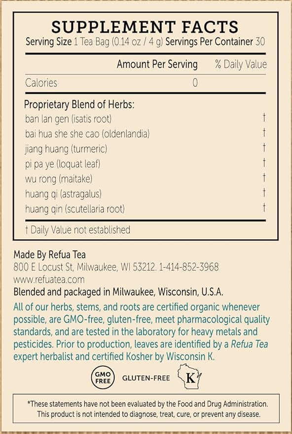 Refua Medicinals Respiratory Relief -acute- Supports the treatment of acute lung sinus and accompanying ear infections: Kosher | Vegan | Gluten Free |Non GMO: 30 Tea Bags