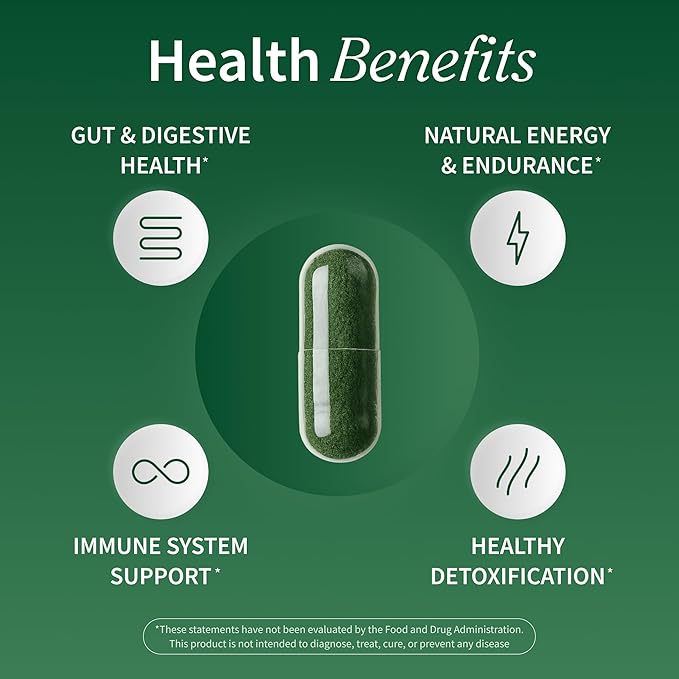Snap Supplements Organic Spirulina and Chlorella - Protein Rich Blue Green Algae Superfood Supplement for Energy and Immune Support 120 Vegetarian Capsules (30 Servings 1 Month Supply)