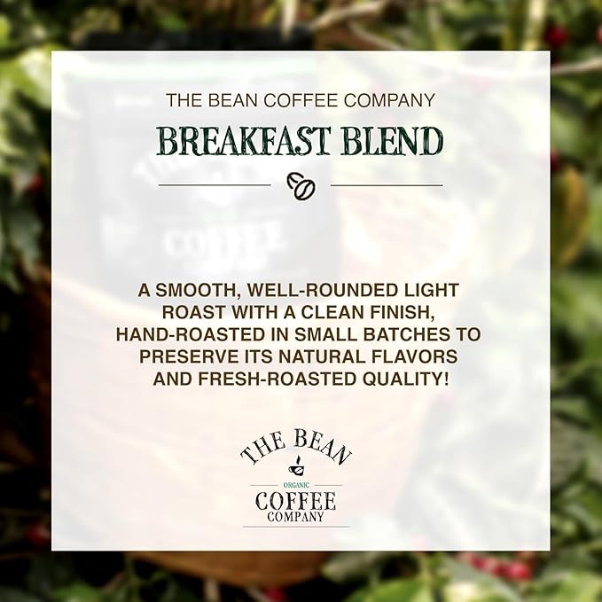 The Bean Organic Coffee Company Breakfast Blend Medium Dark Roast Whole Bean Coffee 16-Ounce Bag