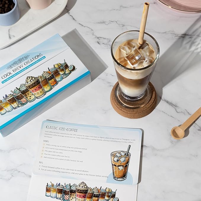 Cool Brew Creations: Iced Coffee Recipe Cards - Barista-Quality Easy Iced Coffee Recipes - Customizable Includes Dairy &amp Non-Dairy Options - Perfect for Coffee Lovers