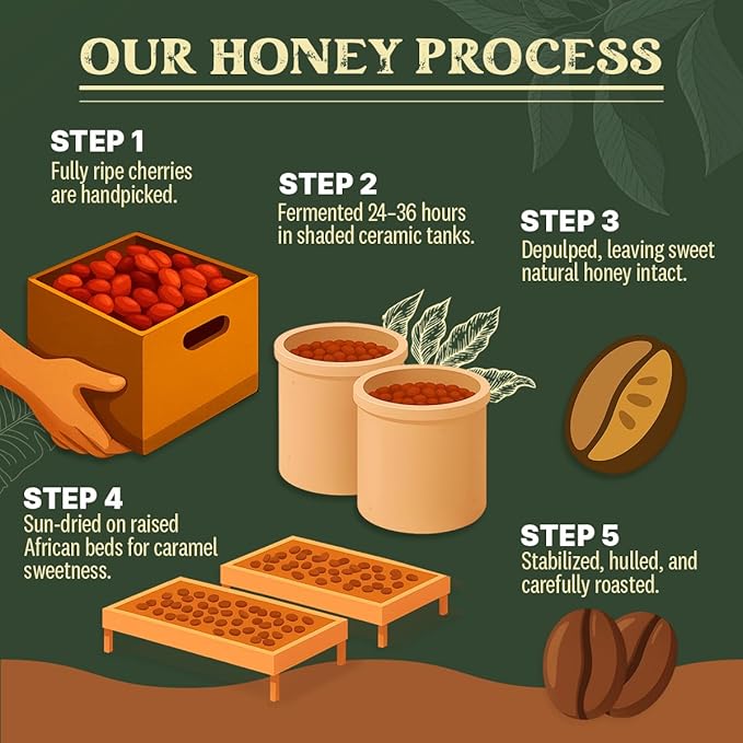 Kwiso Coffee Honey Process Tarrazu Costa Rica Single Origin Arabica 17.6 oz Ground Coffee Medium Roast Gourmet Specialty 500 g