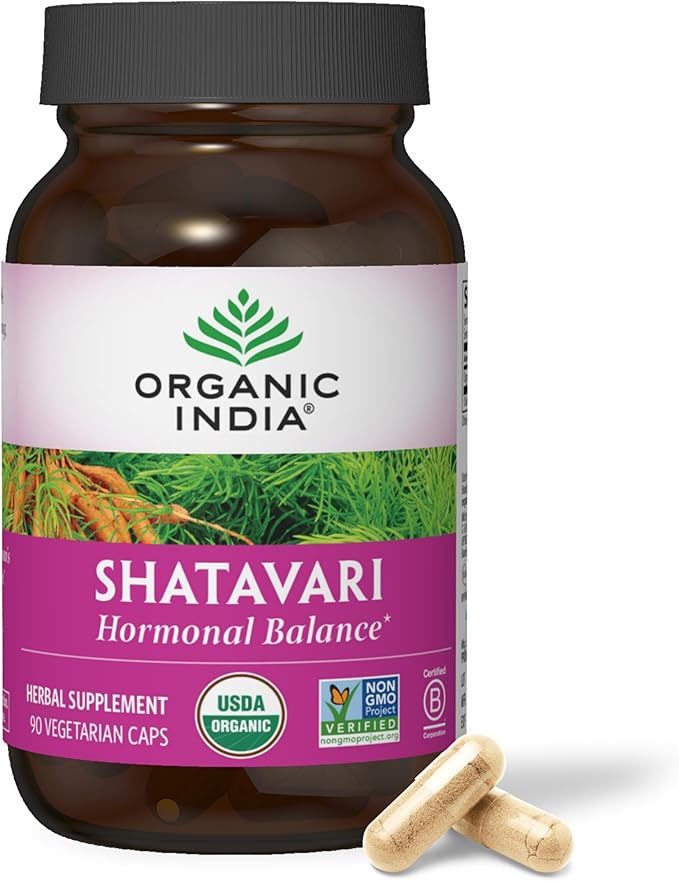 ORGANIC INDIA Shatavari Herbal Supplement - Supports Hormonal Balance Immune and Inflammatory Response Vegan Gluten-Free USDA Organic Supports Reproductive Health - 90 Capsules