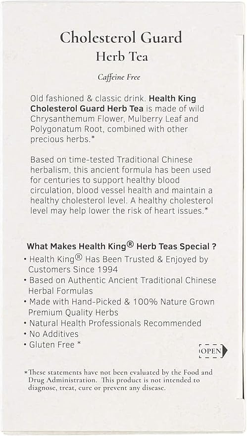 Health King Cholesterol Guard Herb Tea Teabags 20-Count Box (Pack of 4)