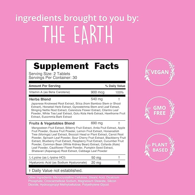 Vegan Collagen Builder w/ Hyaluronic Acid – Hair Skin and Nails Vitamins for Youthful Glow | Keratin &amp Elastin Booster | Bones Cartilage Tendons | Vitamin A L-Lysine | Vegetarian | Non-GMO 60