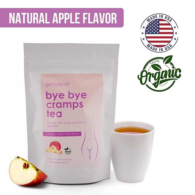 Bye Bye Cramps Tea Apple Cider &amp Hibiscus 30 Tea Bags – Organic Menstrual Relief Herbal Tea