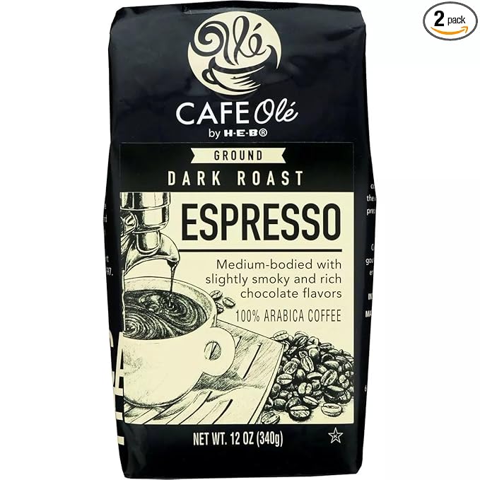 H‑E‑B Cafe Ole Espresso Dark Roast Ground Coffee 12 oz 2 Bags