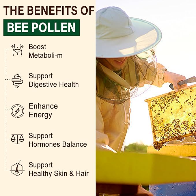 Digestive Health &amp Weight Bee Pollen Organic 1000mg w/Probiotics Prebiotics &amp Turmeric Bee Pollen Gummies Rich in B-Vitamin Antioxidants Amino Acids for Digestive Weight &amp Energy