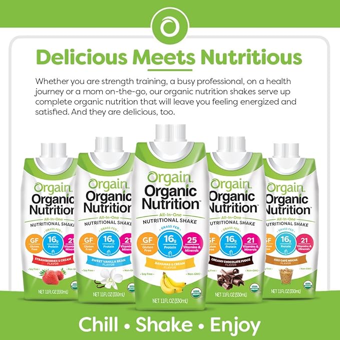 Orgain Organic Protein Shakes Bundle - Whey and Milk Protein Meal Replacement Ready to Drink (12 Pack) + Nutrition Shakes with Vitamins (12 Pack)