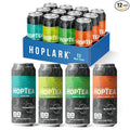 HOPLARK Sparkling HopTea – CORE MIXED PACK – Tall 16fl oz Cans (Pack of 12) - Sparkling Tea Sampler Featuring Green Tea White Tea Black Tea and Chamomile – Zero Calorie – Unsweetened – Caffeinated