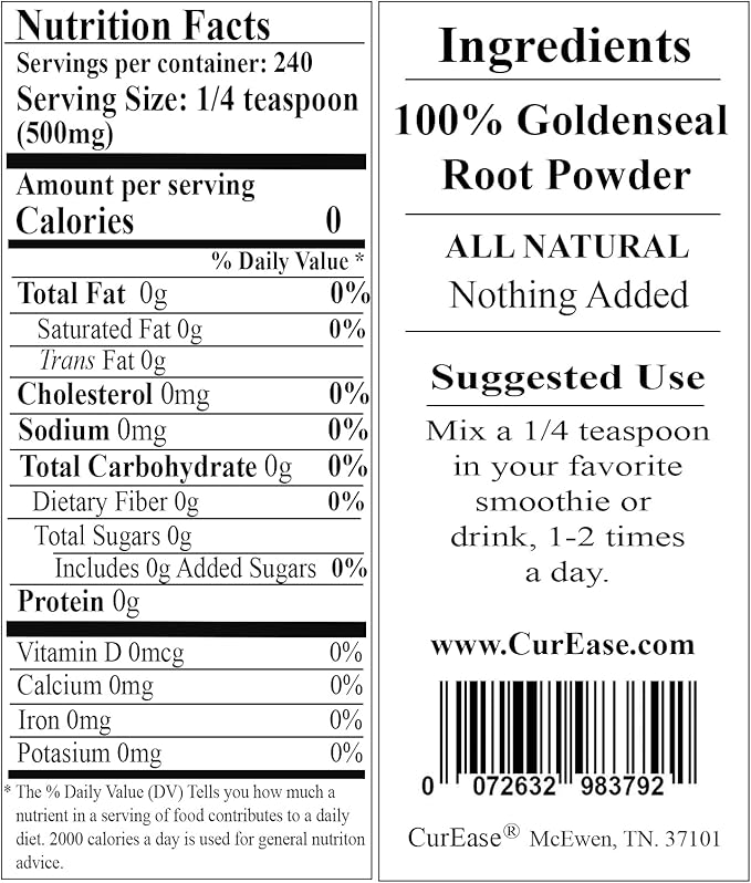 Goldenseal Root Powder 4.2 oz / 240 Servings