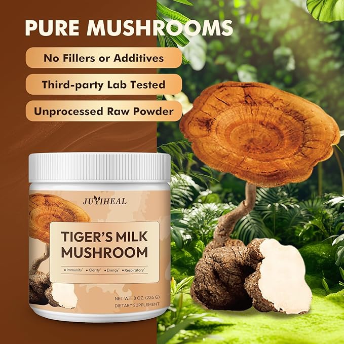 Tiger Milk Mushroom 2000MG 8oz Mushroom Supplement Supports Lungs &amp Respiratory Health | Hair Growth &amp Immune Support | Gut &amp Digestive Health | Boosts Memory Focus Brain Health