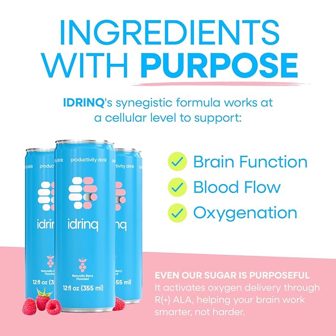 Idrinq - Berry Caffeine Free Energy Drink 12oz - 12-Count