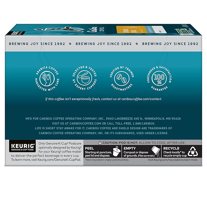 Caribou Coffee Daybreak Blend Keurig Single-Serve K-Cup Pod Light Roast Coffee(Pack of 6 60 Count Total)