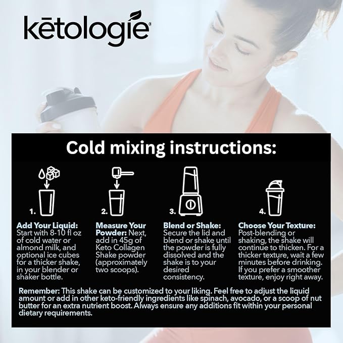 Keto Collagen Shake (Vanilla) - with Coconut Oil Prebiotics Grass Fed Hydrolyzed Collagen Peptides Type I &amp III Low Carb Gluten Free1.78lbs.