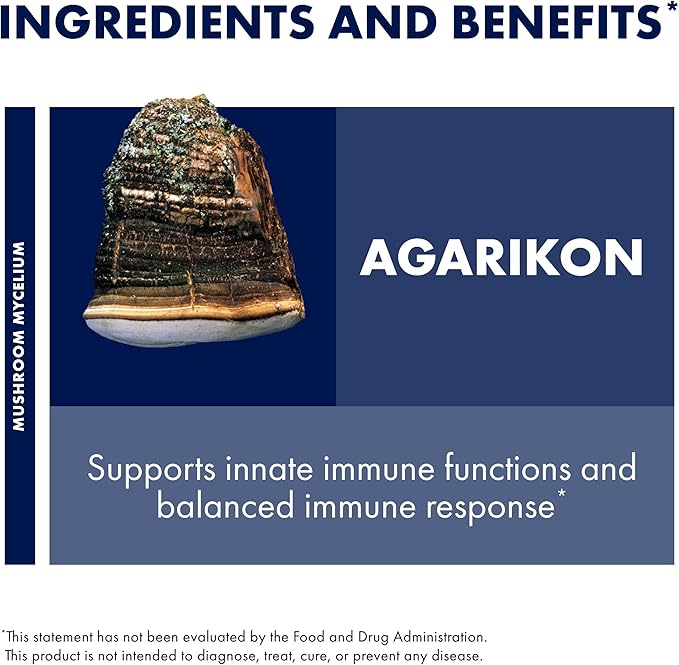 Host Defense Agarikon Capsules - Immune System Support Supplement - Mushroom Supplement to Aid Immune Functions &amp Cell Strength - Herbal Dietary Supplement - 60 Capsules (60 Servings)*