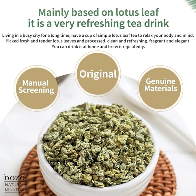 DOZO Lotus Leaf Lotus Leaves Tea Dried 11.98oz/340g Natural Loose Leaf Tea100% Herbal Tea Vegan Caffeine-Free 荷叶茶 荷葉