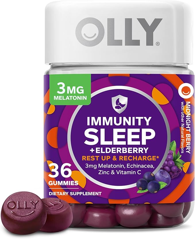 OLLY Metabolism Gummy Rings Apple Cider Vinegar Vitamin B12 30 Count Sleep Immunity Melatonin Gummy Vitamin C Zinc Echinacea 36 Count Bundle