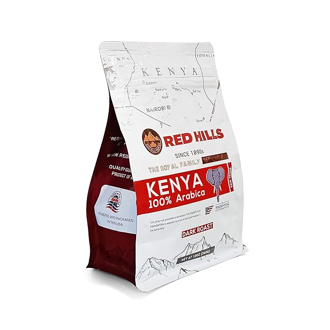 RED HILLS KENYA DARK ROAST Coffee 100% Arabica Fresh Roasted Coffee (Ground 1 LB)