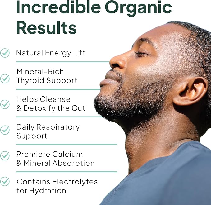 Organics Ocean Wild Sea Moss Capsules - 100% Organic Irish Sea Moss with Organic Chlorella Bladderwrack and Vitamin D for Energy Lung Health and Thyroid Support for Women and Men - 6 Bottles