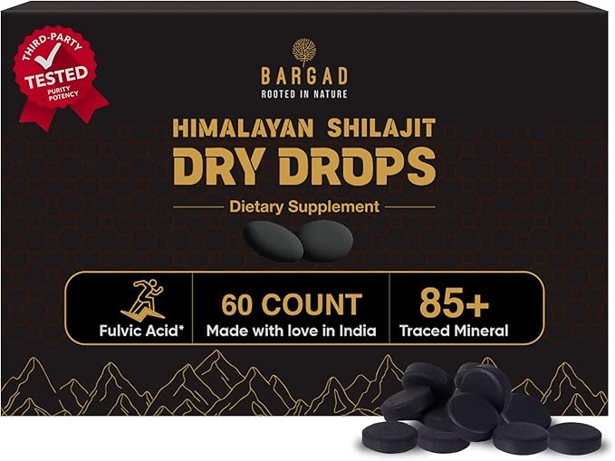 Shilajit Dry Drops | Natural Energy &amp Stamina | 100% Authentic Himalayan Shilajit Resin in Dry Form | Supports Vitality Focus &amp Detox | No Additives or Fillers | 60 Count
