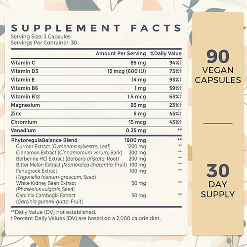 16 in 1 Blxxd Sugr Effective Gymnema Sylvestre Supplement 2100MG | with Berberine Cinnamon Bitter Melon | Vitamins Magnesium &amp Chromium | 90 Vegan Capsules