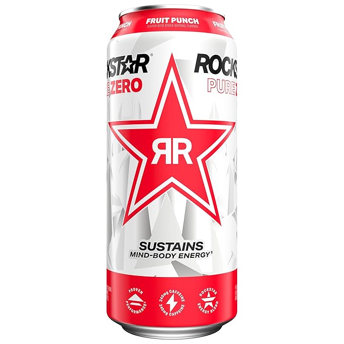 Rockstar Pure Zero Fruit Punch 16 Fl Oz Can