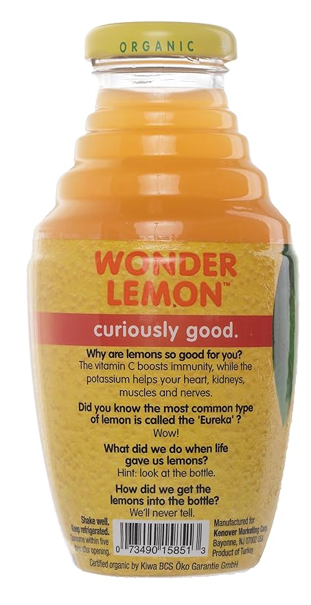 Wonder Lemon Organic Lemon Ginger Cold Pressed Juice 8.45oz (6 Pack)